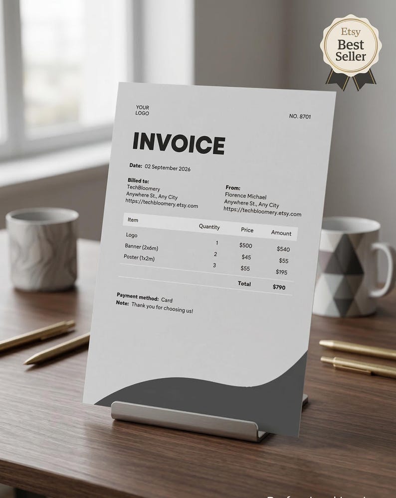Editable Canva Invoice Template | Professional Business Billing ...