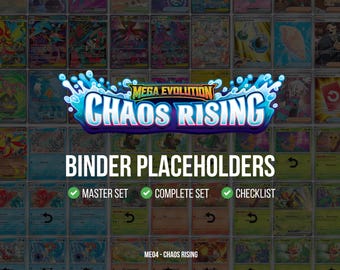 Mega Evolution: Chaos Rising Set, 5 in 1 Binder Placeholders Digital Download