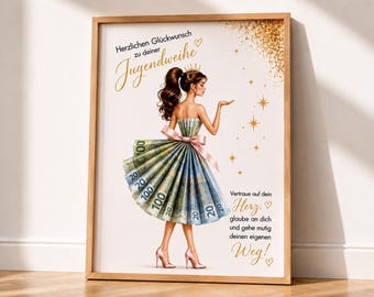 Regalo in denaro per la cresima di una ragazza - Download PDF digitale, idea regalo personalizzata disponibile in poche ore