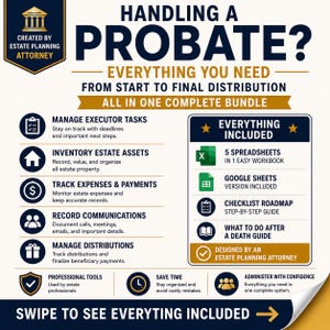 Complete Probate Spreadsheet Bundle | Excel & Google Sheets | Executor Organizer | Estate Administration | Probate Tracker