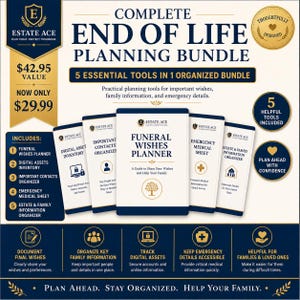 End of Life Planner Bundle, Family Emergency Binder, Estate Planning Organizer (Digital Download)