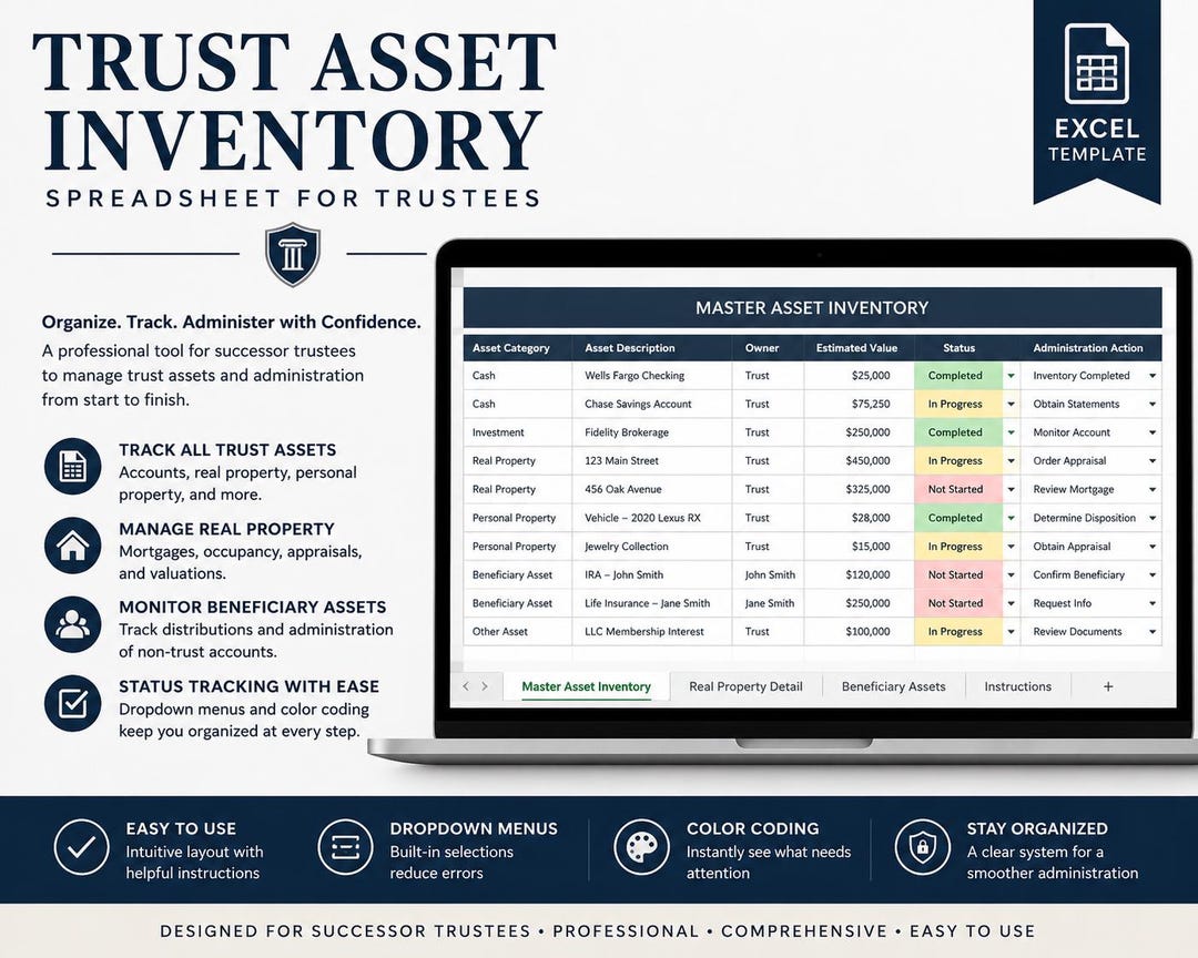 Trust Asset Inventory Spreadsheet | Successor Trustee Administration ...