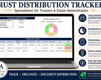 Trust Distribution Tracker Spreadsheet for Trustees | Estate Administration Excel Template | Beneficiary Distribution Log