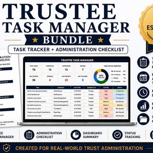 Trustee Task Manager Bundle | Trust Administration Checklist, Spreadsheet (Digital Download)