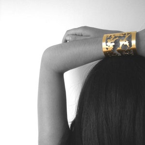 adjustable one size big ring pine tree hoop mother nature texturized gold big ring mountain inspired organic vegetarian perfect gift