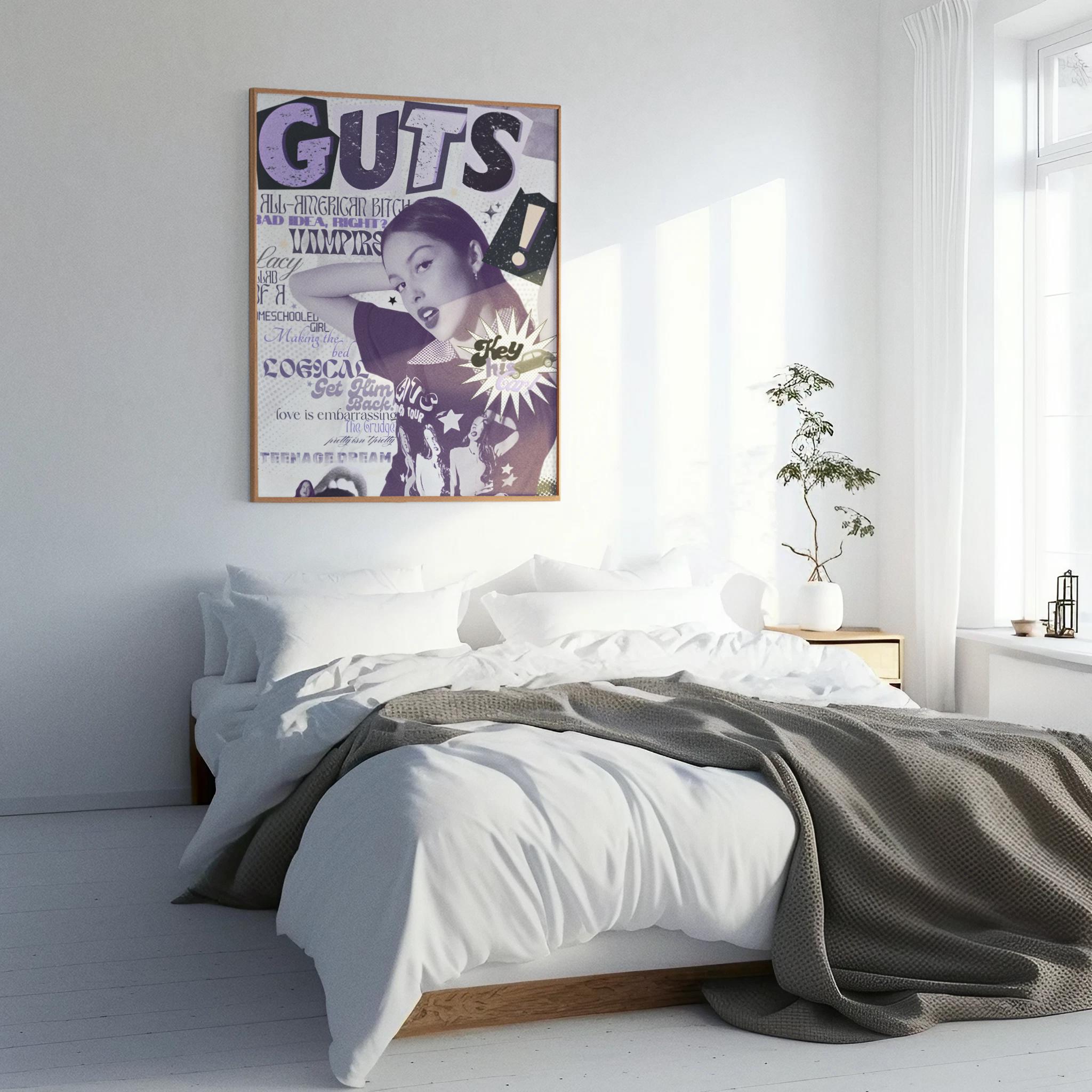 Discover Olivia Rodrigo GUTS Tour Poster, Concert Wall Art, Singer Tour Print Gift