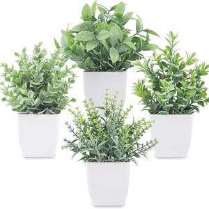 Mini Faux Potted Plants Set of 4 | Artificial Greenery Home Decor | Havenly Crafted Studio