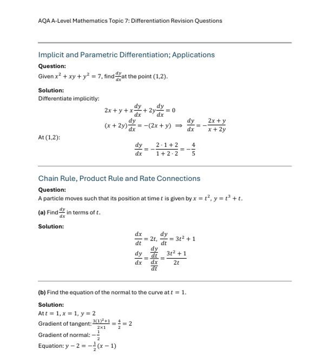 AQA A-level Mathematics Full Specification Revision Questions - Etsy