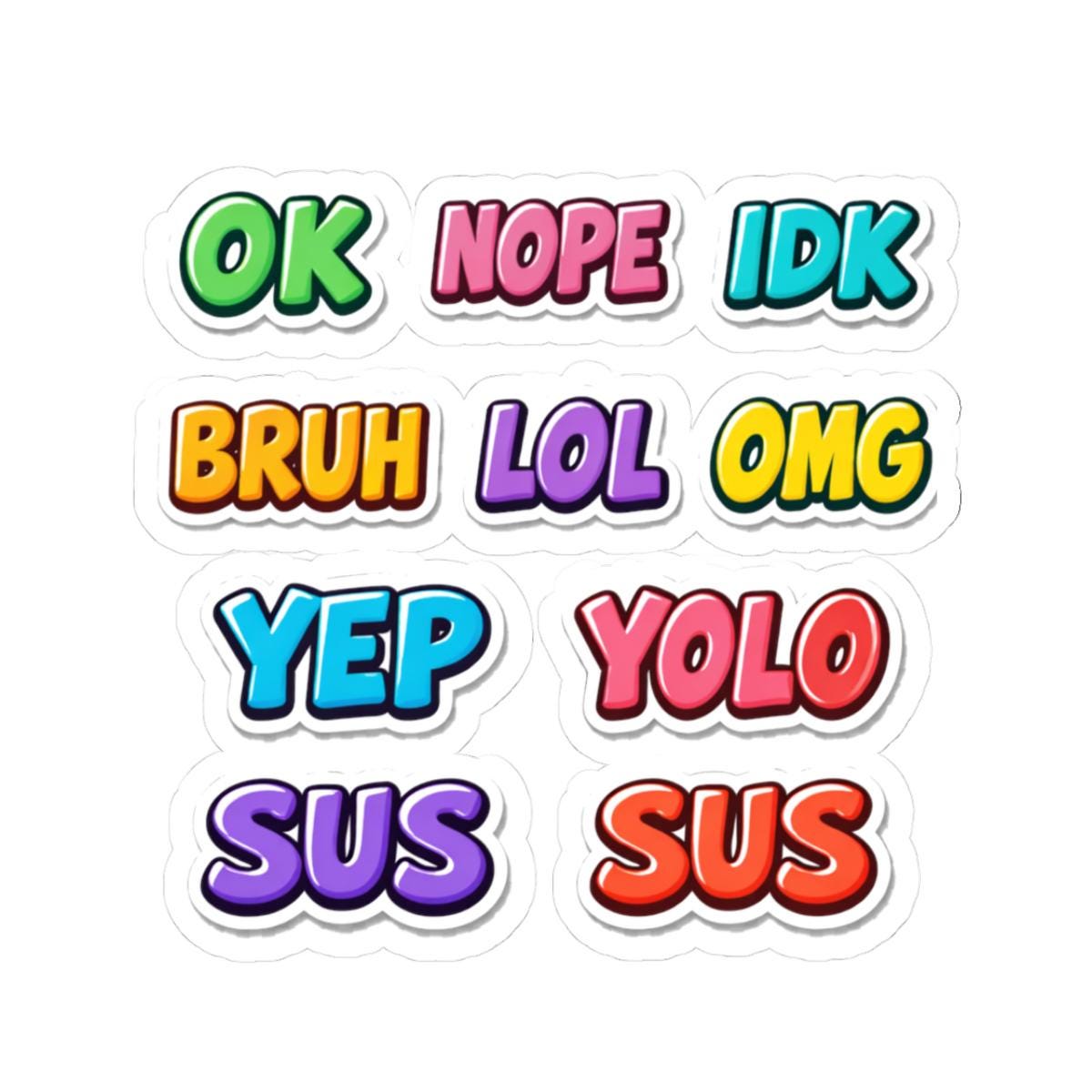 Yep Sticker Transparent Funny Text Sticker Set Meme Words Pack Ok Nope Idk Bruh Lol Omg Yep ...