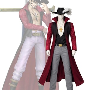 Strój szermierza anime | Strój gotyckiego pirata | Strój inspirowany Dracule Mihawk | Płaszcz cosplayowy wampira