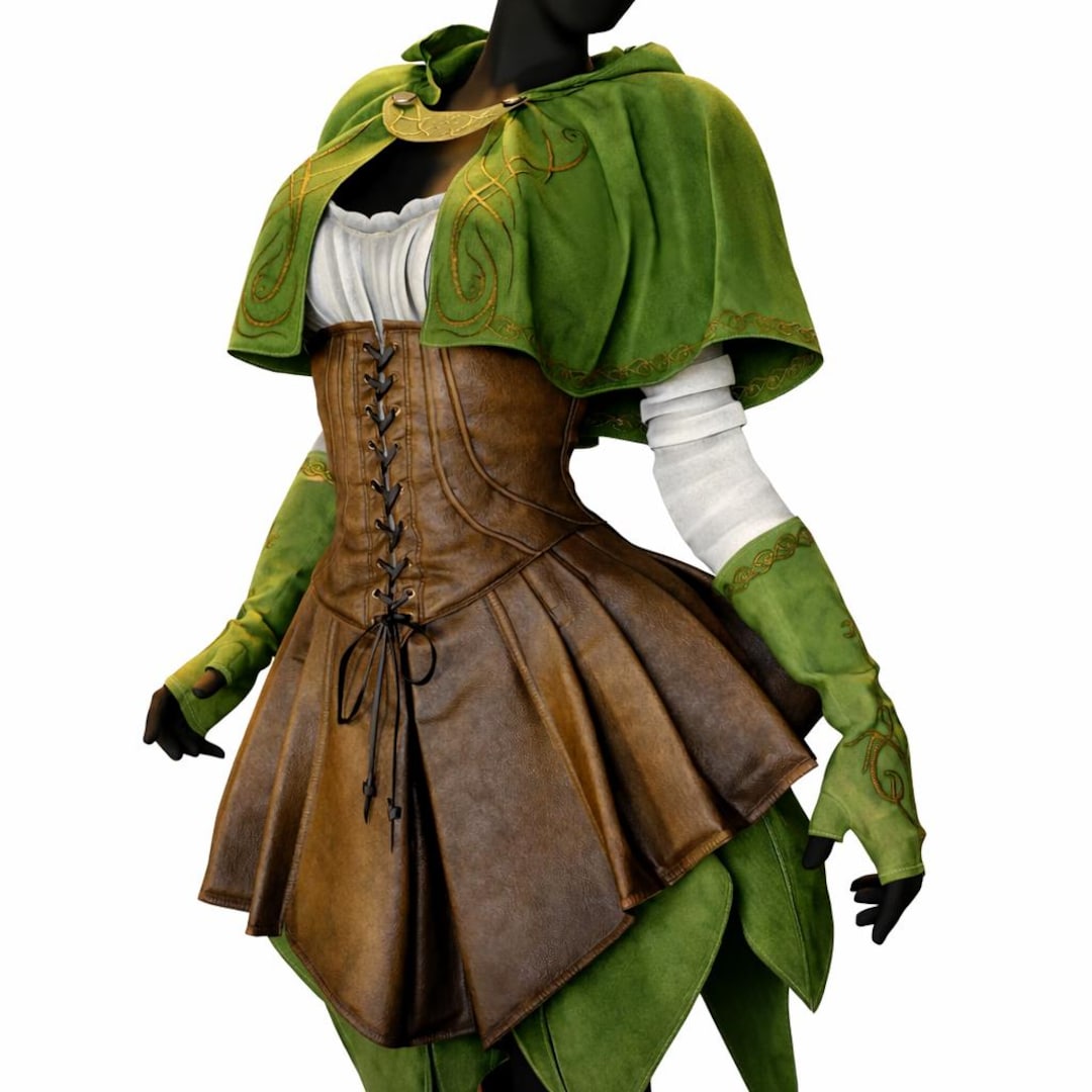 Medieval Reeve Costume Renaissance Corset Dress With Hooded Cape – Medieval Fantasy Costume - Etsy