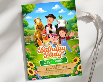 Granja de Zenón Invitation Template, Granja de Zenón Cumpleaños, Invitación Personalizada Granja de Zenón, Editable Canva Birthday Invite