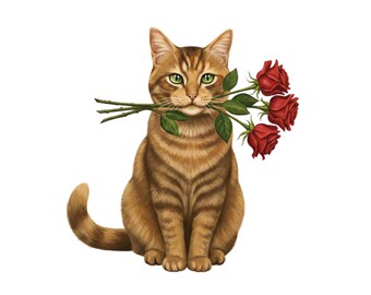 10+ Valentine Cats, Digital illustration Cats, SVG PNG Valentine cat illustration – Cute Cats – Love Valentine pet clipart, Love Cat