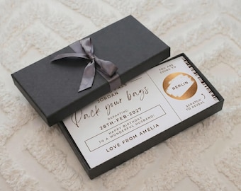 Carte d'embarquement personnalisée à gratter, bon pour un voyage surprise, carte de billet d'avion personnalisée