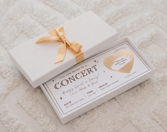 Bespoke Foil Concert Ticket Scratch Reveal Boyfriend Birthday Wife Anniversary Music Gift