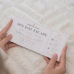 Bespoke Spa Day Escape Ticket Custom Mum Wife Pamper Pass Voucher Gift