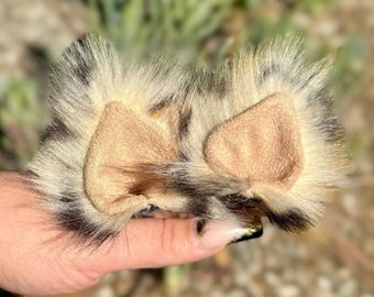 Fluffy Clip-In Cat Ears – Cheetah Print Faux Fur Cosplay & Rave Headpiece – Uggdorable