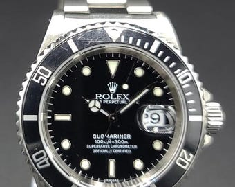 Rolex Men's 40MM Stainless Steel Submariner Oyster 16610 W/ Papers 1998