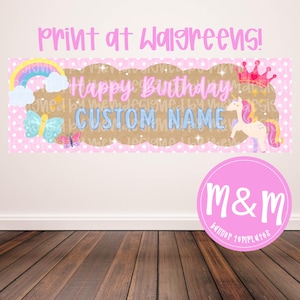 Unicorn Rainbow Birthday Banner, Pastel Whimsical Fairytale Party Garland (Instant Print)