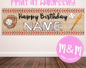 Customizable Baseball Birthday Banner, Grand Slam Party Decor