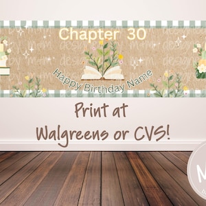 Custom "Next Chapter" Birthday Banner | Book Lover Milestone Party Decor | Personalized Bookworm Backdrop