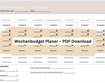 Printable Weekly Budget Planner | Weekly Expense Overview | Financial Planner PDF