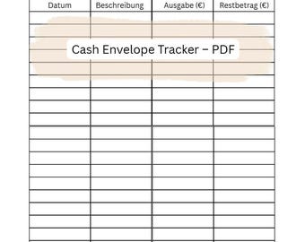 Printable Cash Envelope Tracker | PDF | Easily organize expenses