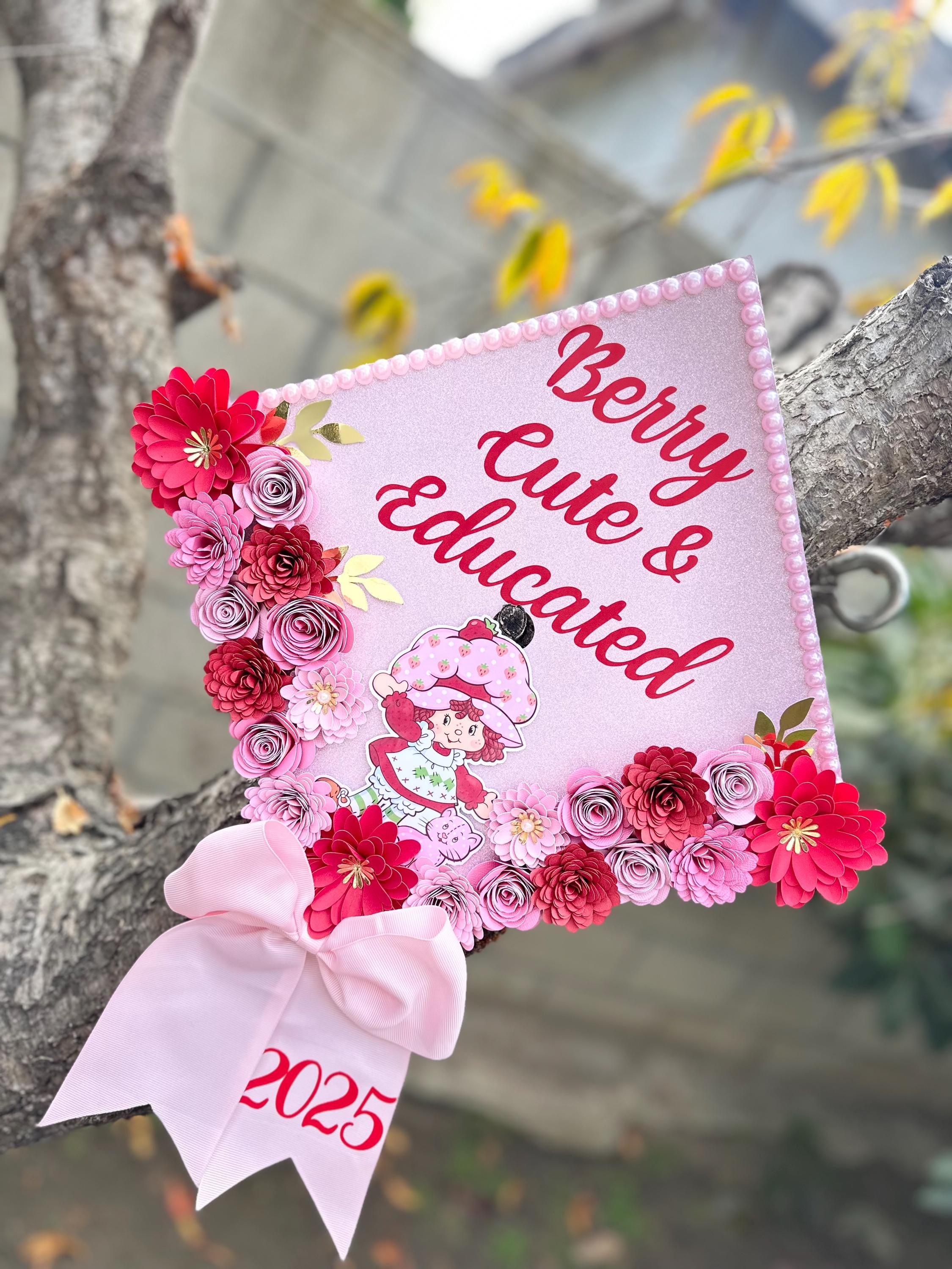 Star Topper Graduation Berry Cute and Educated Graduation Cap Topper Graduation Topper Custom ...