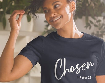 Chosen 1 Peter 2:9, Tee Shirt,  I am Chosen,  Movie The Chosen, Top Trending Tee, FREE SHIPPING, Short-Sleeve Unisex T-Shirt