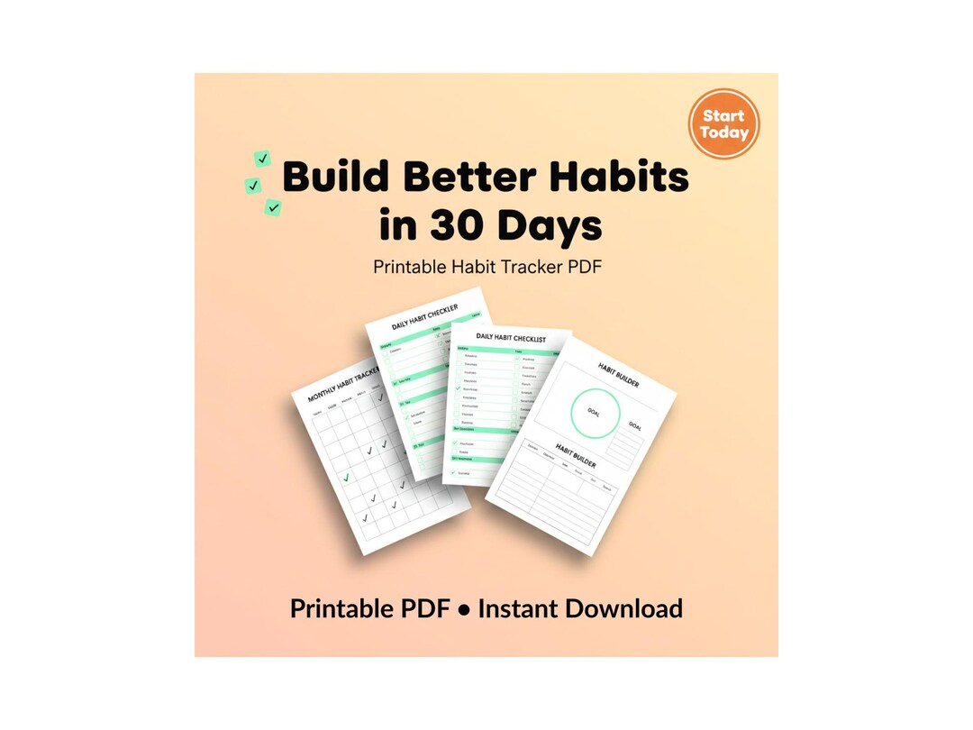 30-day Habit Tracker Printable | Daily Routine Planner PDF - Etsy