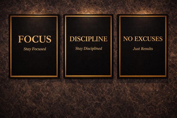 Motivational Poster Print, Black Gold Success Mindset Decor, Minimalist Wall Art, Digital Download
