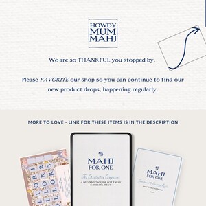 Op de afbeelding: Een digitale afbeelding met de tekst "HOWDY MUM MAHJ" en "We are so THANKFUL you stopped by." De afbeelding bevat ook de tekst "Please FAVORITE our shop so you can continue to find our new product drops, happening regularly."