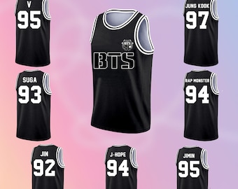 Anpassad personlig BTS baskettröja, Kpop-present till armén, anpassat namnnummer BTS-linne, BTS-merchandise, Kpop-konsertoutfit, fanpresent