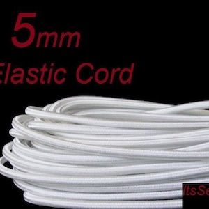 5mm White Elastic Cord - 1yd (36&quot;) or 1 ft (12&quot;) - Doll Repair - Doll Making - BJD Doll - Vintage Doll restring - Made in USA