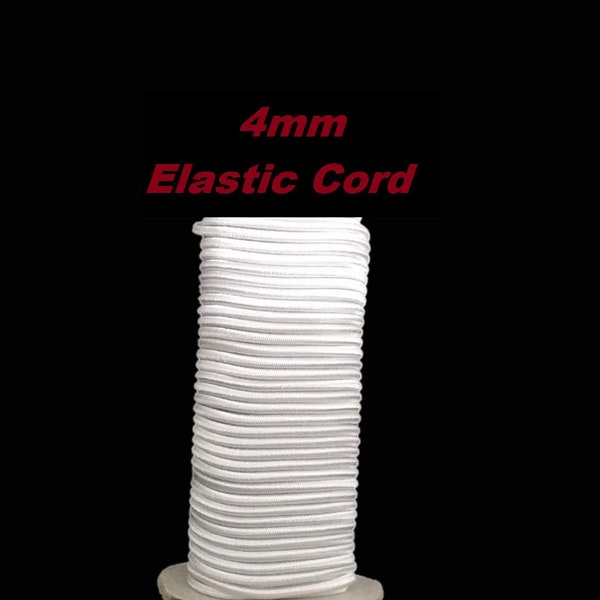 4mm White Elastic Cord - 1 yd (36") or 1 ft (12") - Made in USA - Doll Repair - BJD Doll - restringing cord