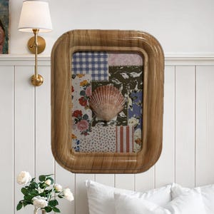 Coastal Seashell Wall Art | Patchwork Shell Artwork | Cottagecore Beach Wall Hanging