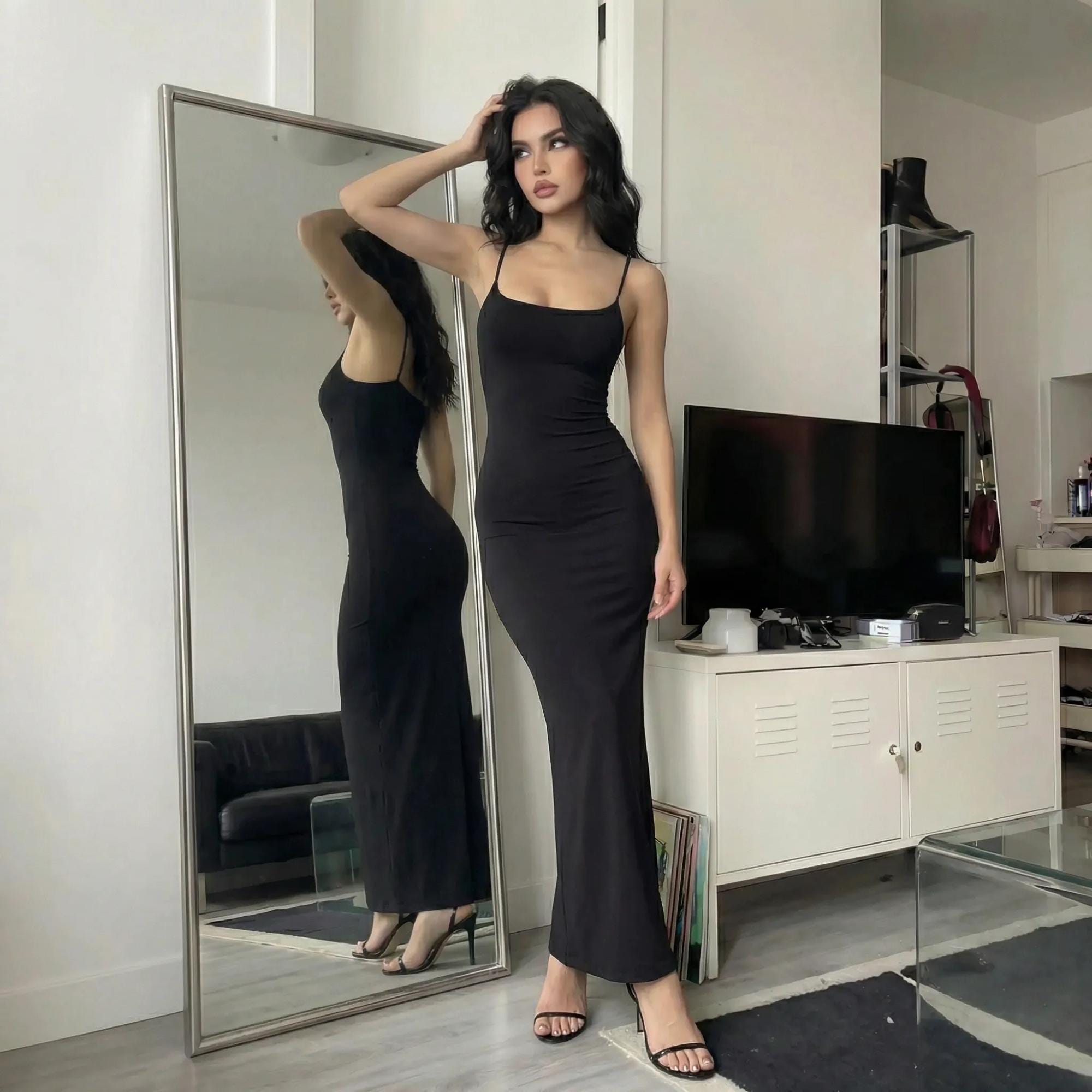 Black Fishtail Dress - Etsy Black Fishtail Dress - Etsy