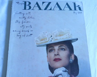 Vintage Bazaar Women's Magazine - May 1944 - Loads of Fashion- Suits - WW2 - Pre D-Day