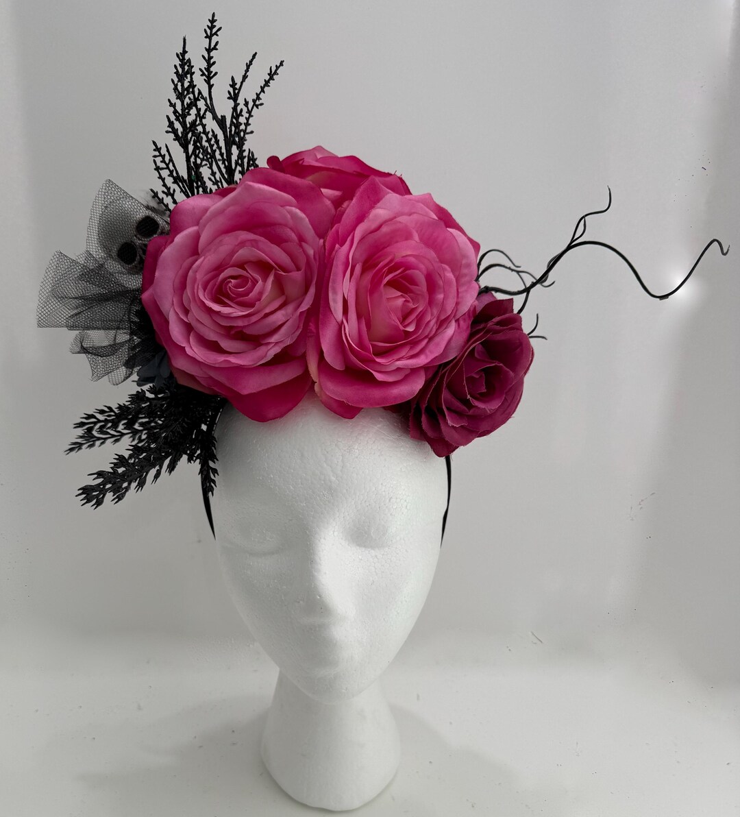 Dia De Los Muertos Pink Rose Skull Headband – Handmade Floral Crown - Etsy