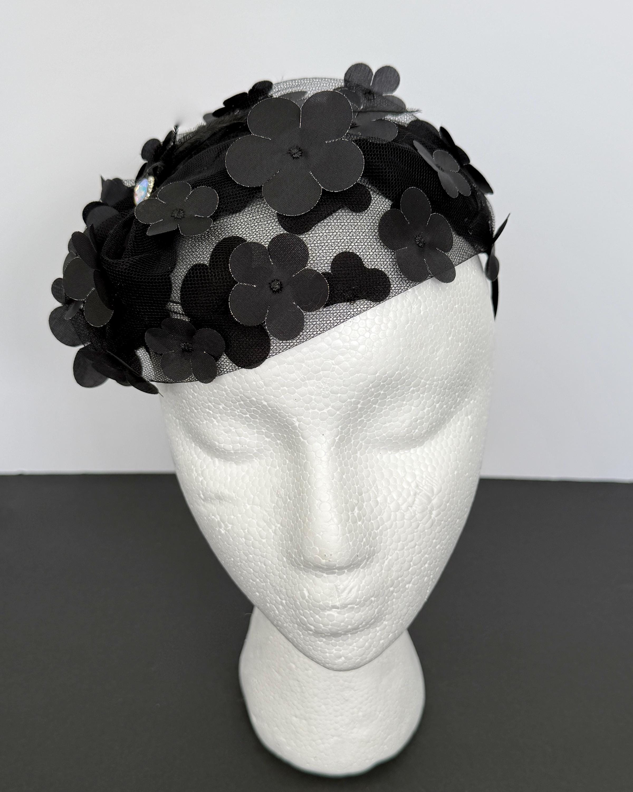 Black Floral Headband Fascinator - Etsy display picture 1