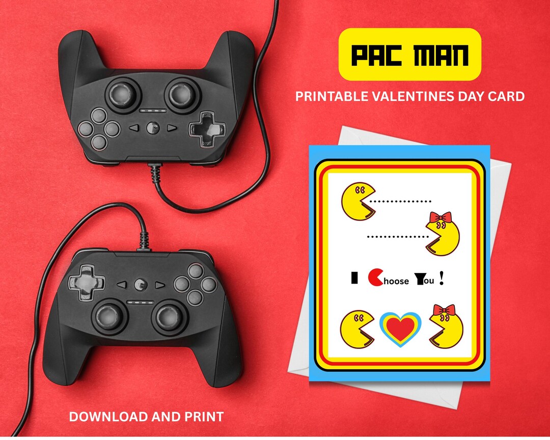 Pac-man Valentine's Day Card, Gamer Anniversary Card (digital Download ...