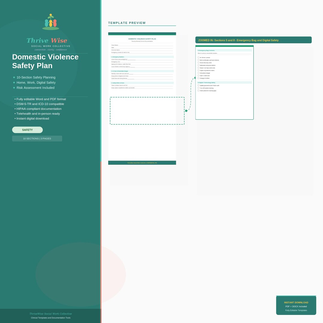 Domestic Violence Safety Plan Template, Client Safety Planning Form ...