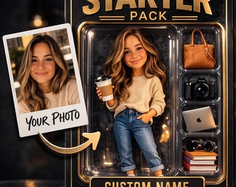 Benutzerdefinierte Actionfigur Starter Pack vom Foto, personalisiertes Toy Box Portrait, lustiges Geschenk vom Foto, digitaler Download