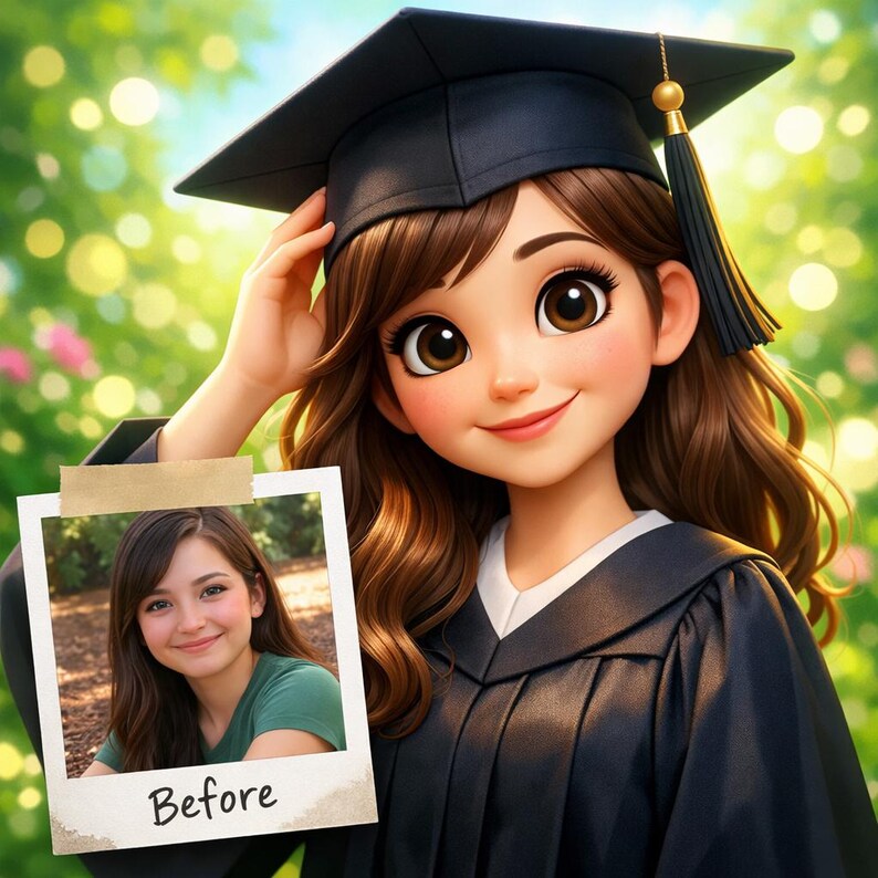 Custom Graduation Portrait From Photo | Class of 2026 Cinematic Pixar ...
