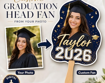 Leque de formatura personalizado a partir de foto, arquivo digital personalizado para leque de formatura, adereço para festa da turma de 2026, leque de formatura pronto para imprimir