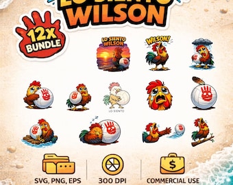 Paquete PNG SVG de Lo Siento Wilson / Gráfico de meme viral de pollo / Descarga digital de gallo divertido para sublimación y Cricut