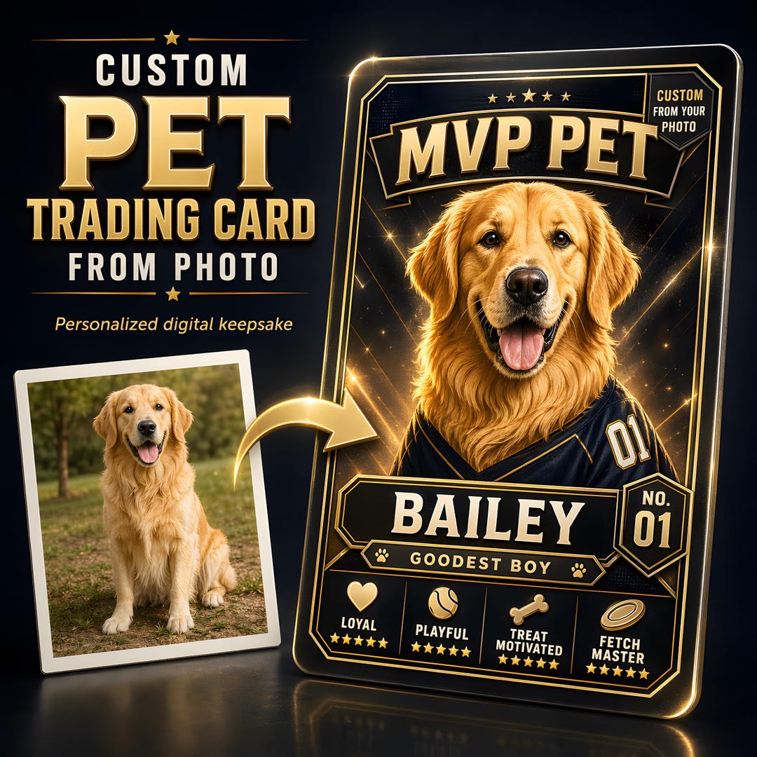 Custom Pet Trading Card From Photo, Personalized Dog or Cat Card, Pet ...
