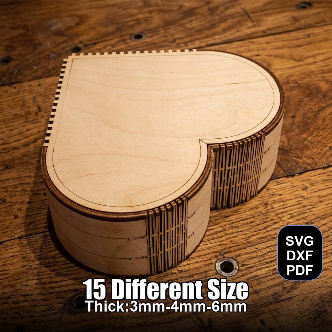 Heart Storage Box Laser Cut File | SVG DXF PDF for Glowforge & Xtool ...