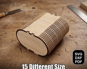 Living Scharnierdoos lasergesneden bestand | SVG DXF-pdf voor Glowforge en xTool + Bonus
