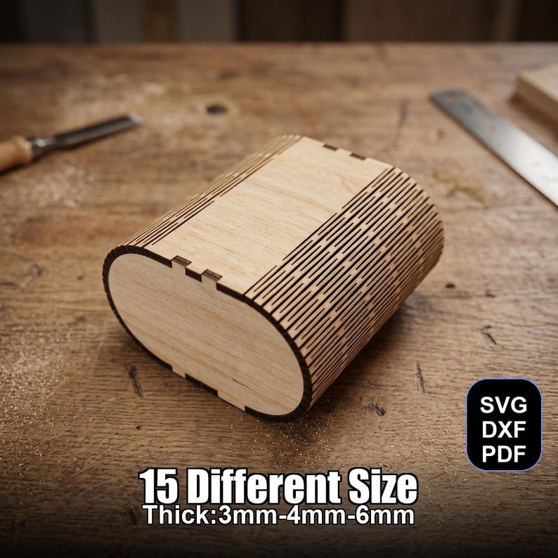 Living Hinge Box Laser Cut File | SVG DXF PDF for Glowforge & Xtool ...